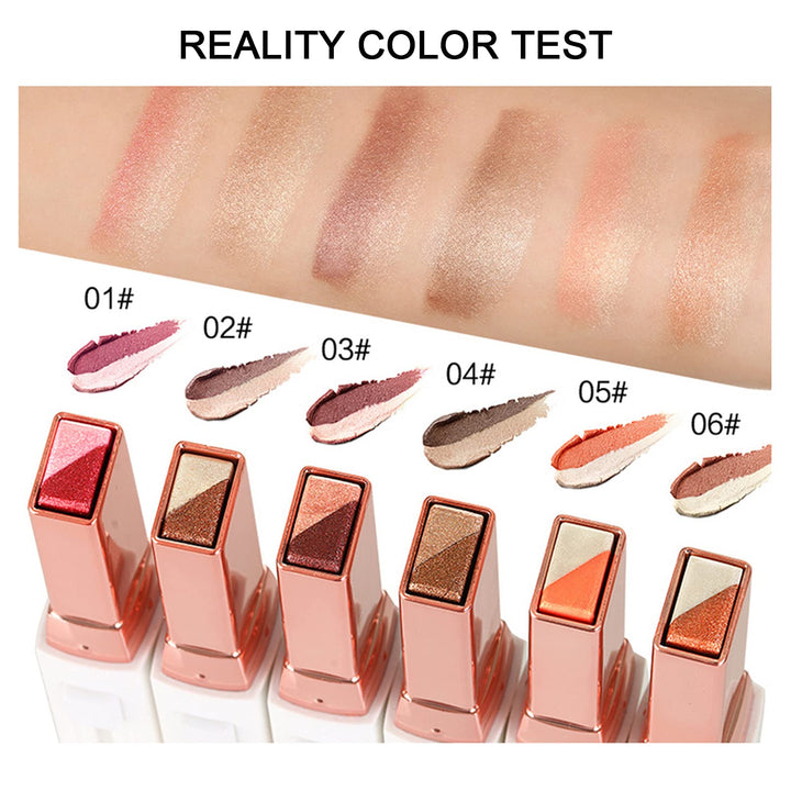 12 Colors Glitter Eye-shadow Stick Set, Two-Tone Shimmer Gradient Eyeshadow Stick Double Colors Eyeshadow Stick Waterproof Glitter Eye Stick Eyeshadow Pen for Women Eye Makeup (6 Pcs)