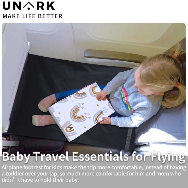 Airplane Footrest,Travel Toddler Bed,Portable Toddler Bed for Travel,Travel Foot Rest for Airplane Flights,Toddler Airplane Bed,Airplane Seat Extender for Kids(Black)