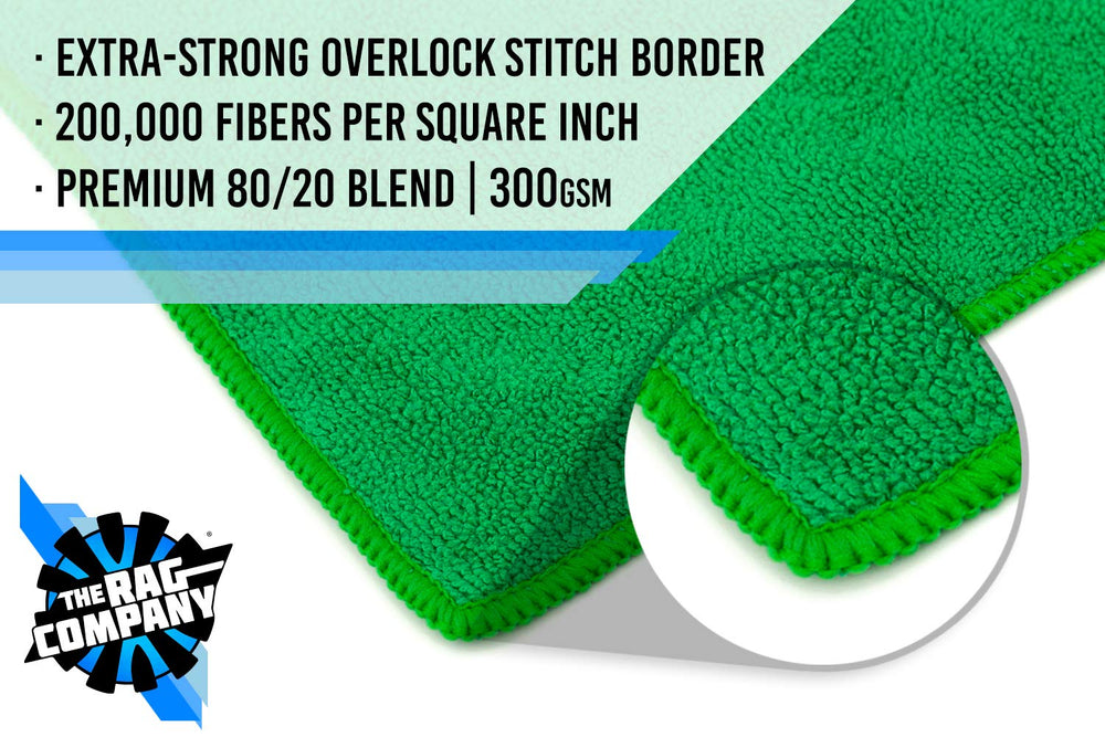(12-Pack) **SPECIAL SALE** 16 x 16 Professional Grade All-Purpose Microfiber Cleaning Towel - THE RAG COMPANY (Green)