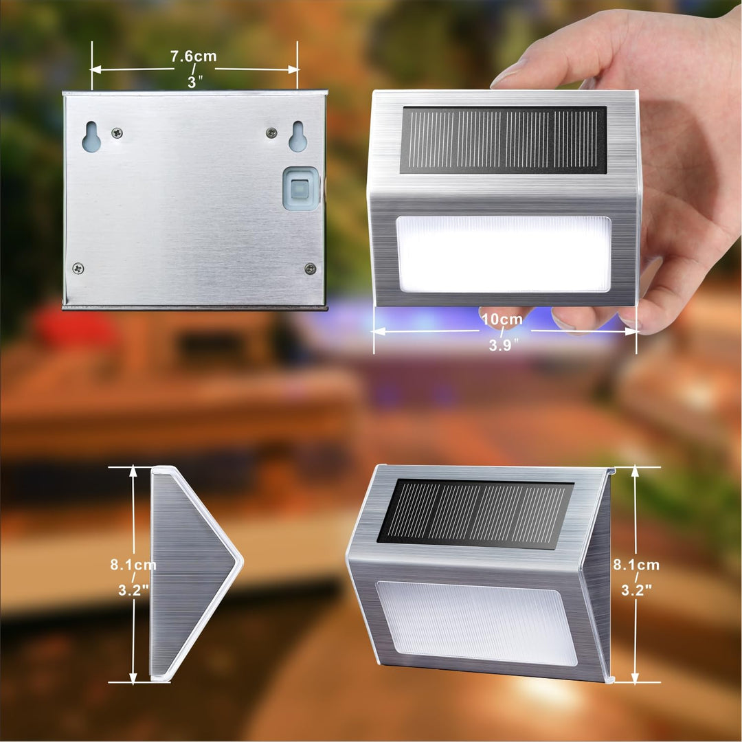 Solar Lights for Steps Decks Pathway Yard Stairs Fences, LED lamp, Outdoor Waterproof, Warm Light, 6 Pack