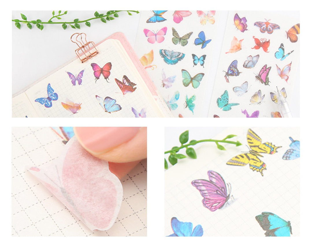 Washi Planner Sticker, Decorative Adhesive Sticker, Craft Scrapbooking Sticker Set for Diary, Album, Notebook 12 Sheets/Pack (Butterfly)