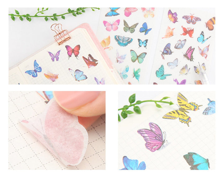 Washi Planner Sticker, Decorative Adhesive Sticker, Craft Scrapbooking Sticker Set for Diary, Album, Notebook 12 Sheets/Pack (Butterfly)