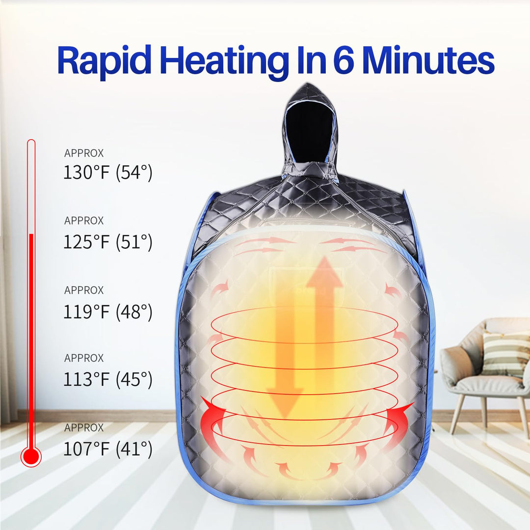 Portable Folding Steam Sauna with 1000W&2.6L steam Generator, Personal Sauna Tent for Relaxation, Fast Heating in 6 Min, with Remote Control, Black