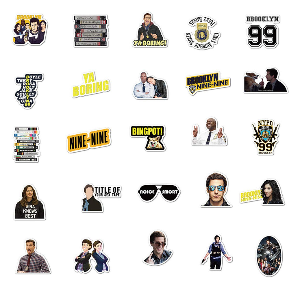 Brooklyn Nine-Nine Stickers for Laptop and Computer50 PCSThe Office Waterproof Vinyl Stickers for Water Bottle Car Bumper Luggage (Brooklyn Nine-Nine)