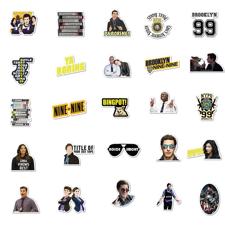 Brooklyn Nine-Nine Stickers for Laptop and Computer50 PCSThe Office Waterproof Vinyl Stickers for Water Bottle Car Bumper Luggage (Brooklyn Nine-Nine)