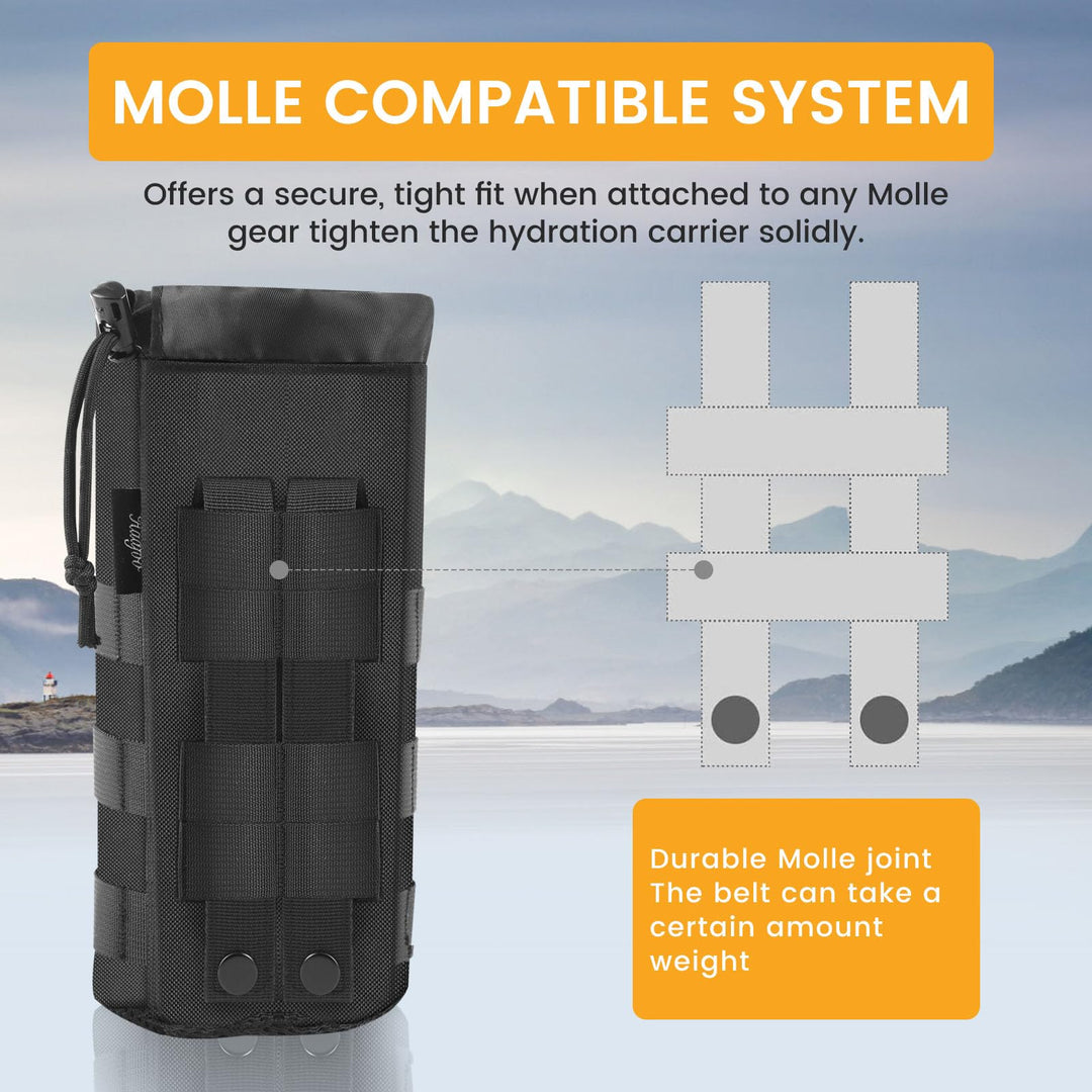 Molle Water Bottle Holder - Upgraded 1000D Nylon Tactical Molle Water Bottle Pouch, Sports Water Bottle Bag Bottom Mesh Lining Hydration Carrier for Camping, Climbing, Hiking and Travelling