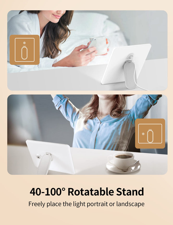 Light Therapy Lamp, Ultra-Thin UV Free 10000 Lux Bright White Therapy Light, 90° Rotatable Stand with 30 mins Timer, Brightness Adjustable, Touch Control, Memory Function
