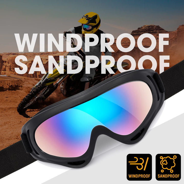Kids Motorcycle Goggles, 2-Pack Dirt Bike Goggles for Child, ATV Off-Road Racing Goggles for Boys Girls