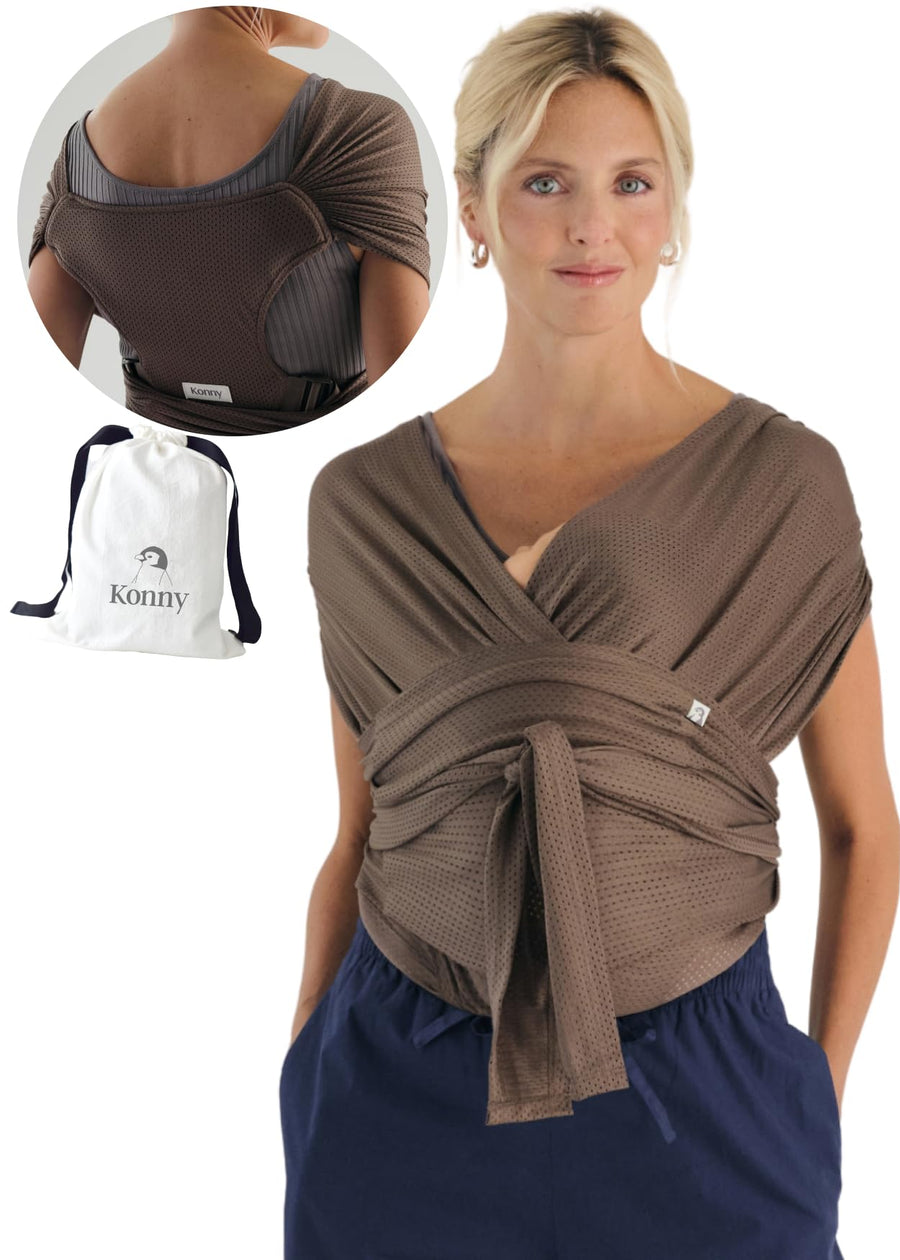 Baby Carrier Flex AirMesh Premium Material - Adjustable, Easy to Wear and Wrap Baby Sling, Perfect for Newborn Babies Essentials up to 44 lbs, (M-4XL) - Mocha