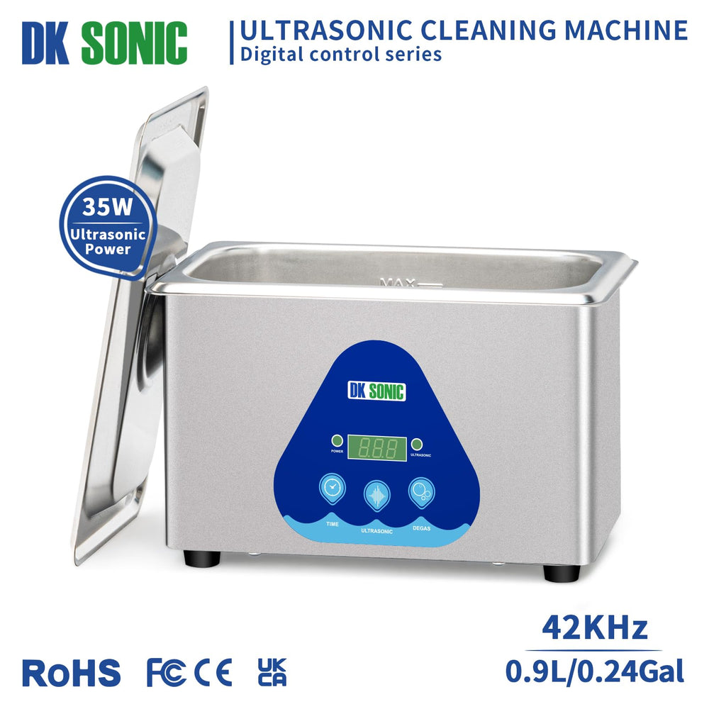 900ML Sonic Cleaner with Digital Timer and Basket for Jewelry, Ring, Eyeglasses, Watchband, Coins, Small Metal Parts, Daily Necessaries, etc (900ML, 110V)