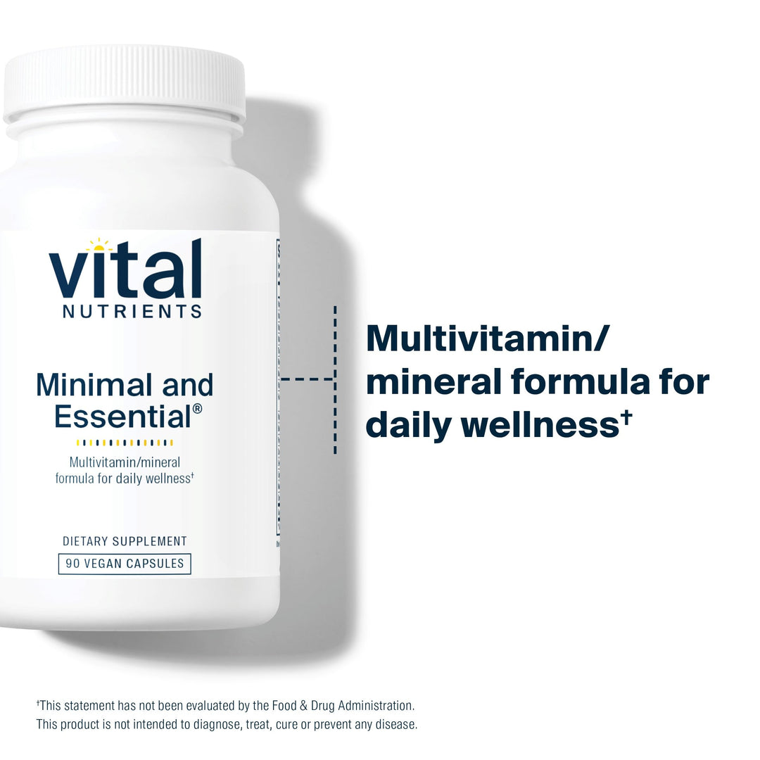 Minimal and Essential Multivitamin | Vegetarian One per Day Multi Vitamin, Mineral, & Antioxidant Supplement* | Iron-Free | Gluten, Dairy, Soy Free | Non-GMO | 90 Capsules