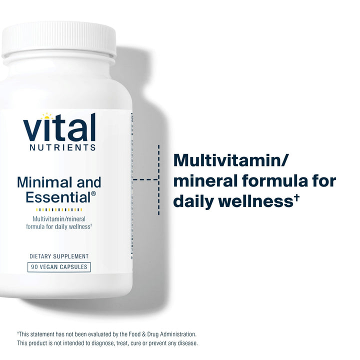 Minimal and Essential Multivitamin | Vegetarian One per Day Multi Vitamin, Mineral, & Antioxidant Supplement* | Iron-Free | Gluten, Dairy, Soy Free | Non-GMO | 90 Capsules