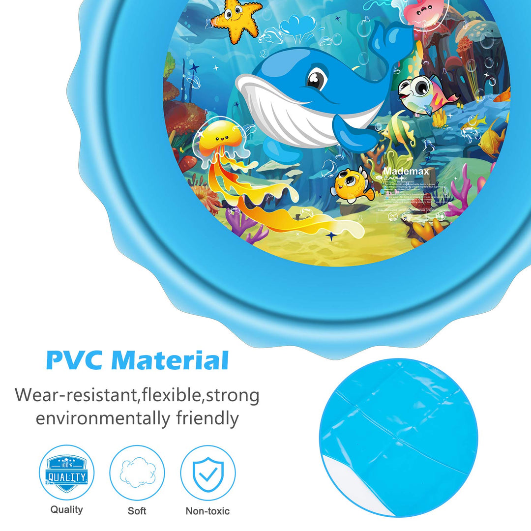 Upgraded 79 Splash Pad, Sprinkler & Splash Play Mat, Inflatable Summer Outdoor Sprinkler Pad Water Toys Fun for Children, Infants, Toddlers, Boys, Girls and Kids