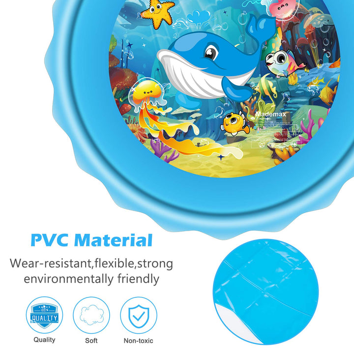 Upgraded 79 Splash Pad, Sprinkler & Splash Play Mat, Inflatable Summer Outdoor Sprinkler Pad Water Toys Fun for Children, Infants, Toddlers, Boys, Girls and Kids