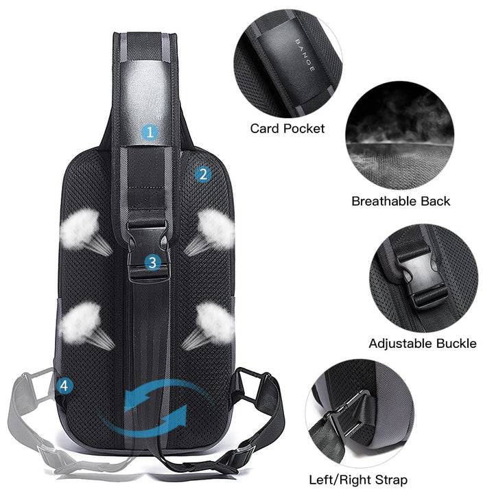 Sling Bag Anti Theft, Waterproof Men's Chest Bag Shoulder bags Crossbody Sling Backpack for Men