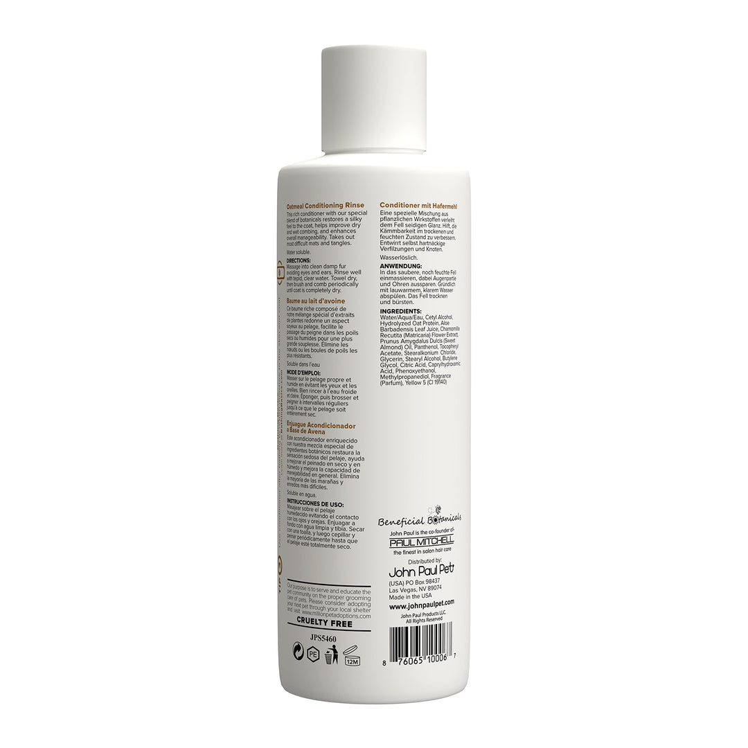 Oatmeal Conditioning Rinse for Dogs and Cats, Soothing Sensitive Skin Formula, Moisturizes and Revitalizes Dry Skin and Fur, 16-Ounce, (JPS5460)