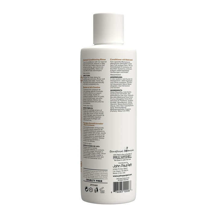 Oatmeal Conditioning Rinse for Dogs and Cats, Soothing Sensitive Skin Formula, Moisturizes and Revitalizes Dry Skin and Fur, 16-Ounce, (JPS5460)