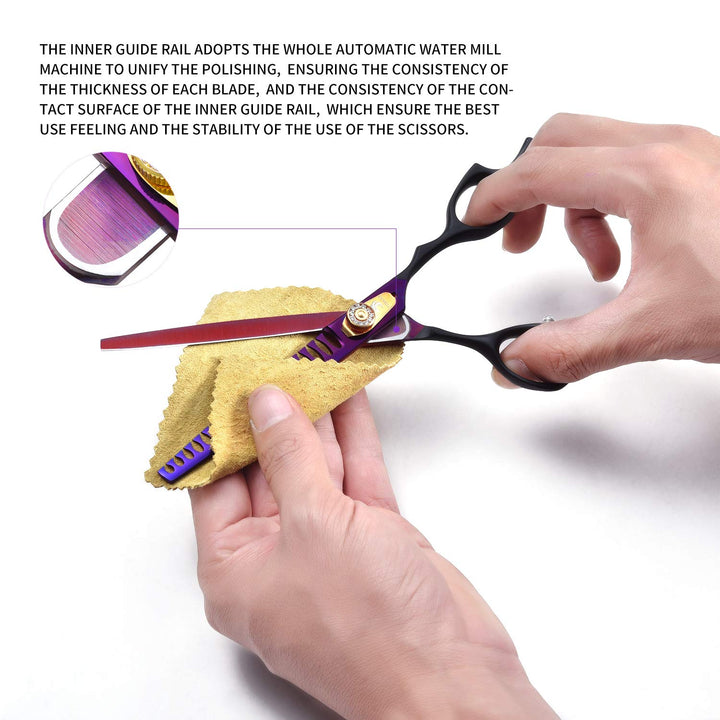 440C Straight Cutting Scissor Chunker Shear Pet Grooming Thinning Shear Hair Cutting Scissor for Hair Trimming Japanese Steel Balde Scissor for Dogs and Cats Thinning Rate 35%-45%