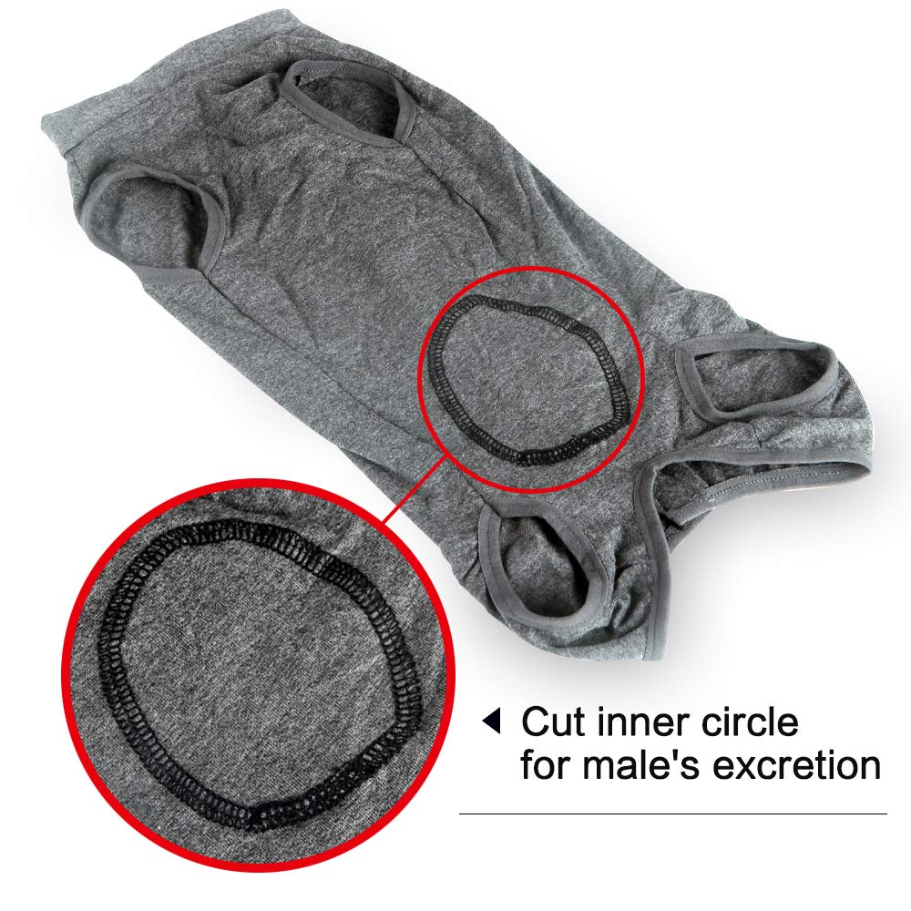 Dog Recovery Suit Abdominal Wound Puppy Surgical Clothes Post-Operative Vest Pet After Surgery Wear Substitute E-Collar & Cone(XL, Grey)