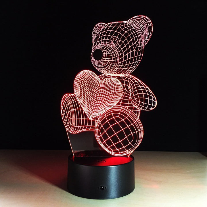 Creative 3D Visual illusion LED Lamp Bear Shape Night Lamp Best Gift For boys Acrylic Table Night light Furniture Decorative