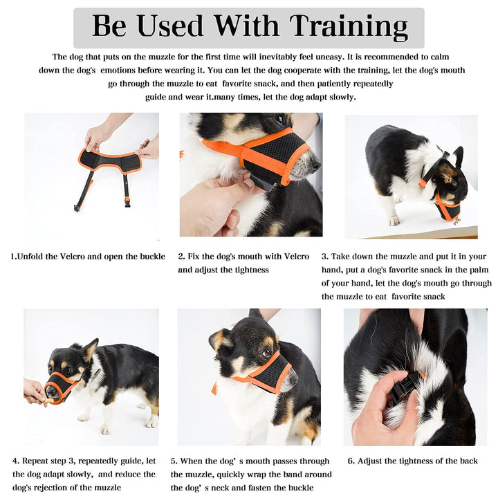 Dog Muzzle Soft Mesh Breathable Muzzle Stop Dog Biting Barking and Chewing, Adjustable Dog Muzzle,Can be Used in Conjunction with Training for Small Medium Large Dogs