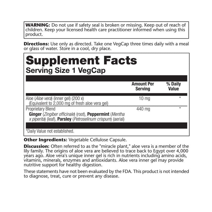 Aloe Vera Gel Concentrate | Equivalent to 2000 mg | Antioxidant Activity & Healthy Digestion & Skin Support | Non-GMO & Vegan | 100 VegCaps