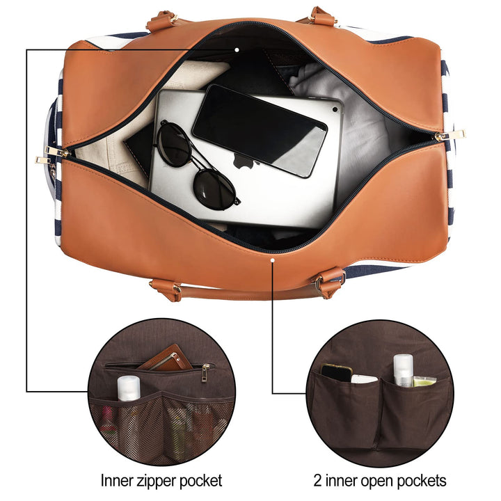 Weekender Bags for Women Canvas Travel Duffel Bags with Shoe compartment Overnight Carry On Large Duffle Bag for Travel Business Trip Gym Sport Daily use