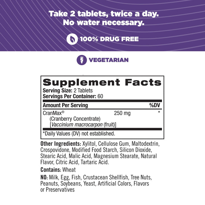 Cranberry Fast Dissolve Tablets, 250mg, Cranberry, 120 Count