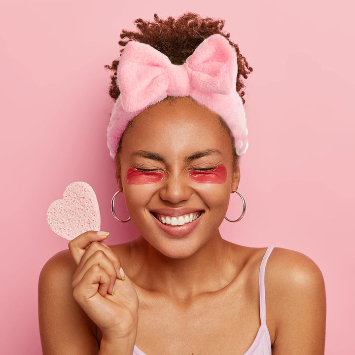 2 Pack Spa Headband ,Bowknot Coral Fleece Elastic Headband With 2 Silicone Face Mask Brush,for Women Girls Washing Face Beauty Skincare And Sports. (Gray,Pink)