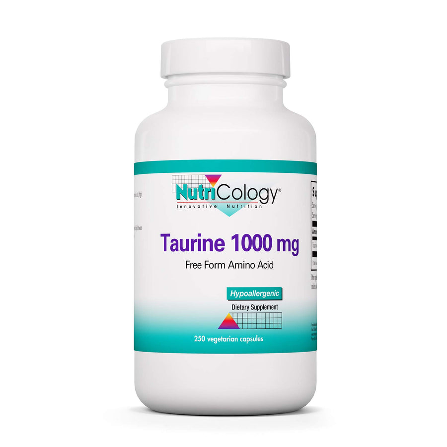 Taurine 1000mg Supplement - Cardiovascular Support, Free Form Amino Acid, Pure, Organic, Vegetarian Capsules - 250 Count