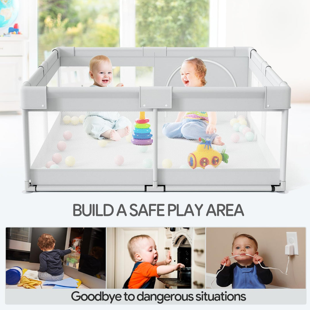 Baby Playpen, Playpen for Babies & Toddlers, 47x47 Small Baby Play Pen,Toddler Playpen for Apartment,Play Yard for Baby,Baby Activity Play Fence, Extra Large Baby Playard