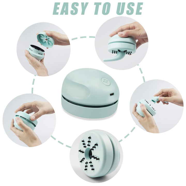 Desktop Vacuum Cleaner USB Charging with Vacuum Nozzle Cleaning Brush, Detachable Design & Portable Mini Table Dust Vaccum Cleaner Crumbs, Piano, Computer, Car Etc