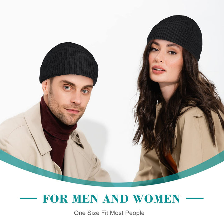 Winter Trawler Beanie Watch Hat Bigger Fisherman Beanie Cap for Women Men Thicker Knit Cuff Roll up Edge Skullcap