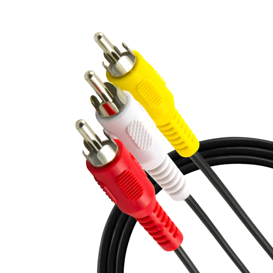 Composite Audio/ Video Cable, 6 ft. RCA Style Plugs 3-Male to 3-Male, Low Loss, for TV, VCR, DVD, Satellite, and Home Theater Receivers, 23216