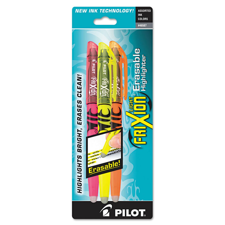 , FriXion Light Erasable Highlighters, Chisel Tip, Pack of 3, Assorted Colors