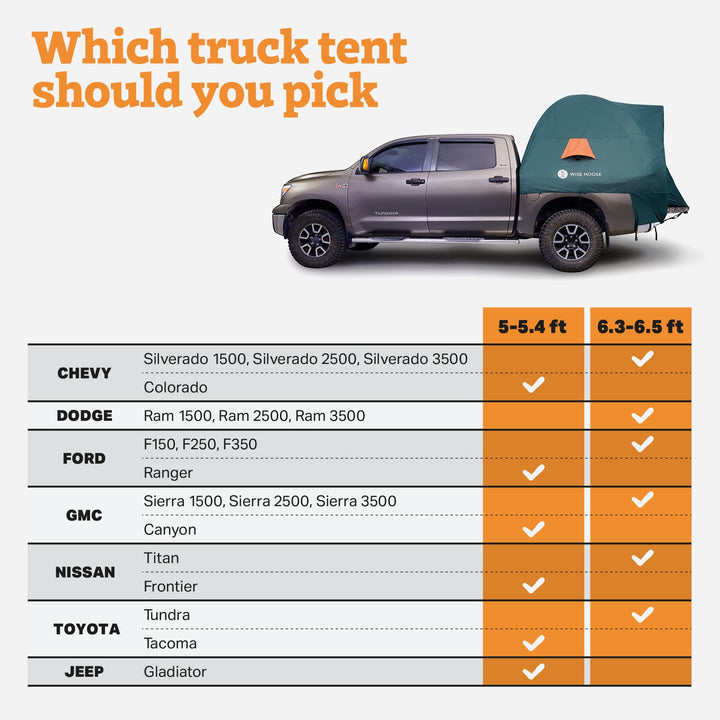 Truck Bed Tent - Fits Truck Tents for Camping 6.3-6.5 ft Bed, Waterproof & Windproof Pickup Truck Tent 6.5 Foot Bed, Sturdy Truck Bed Camper Shell with Carry Bag