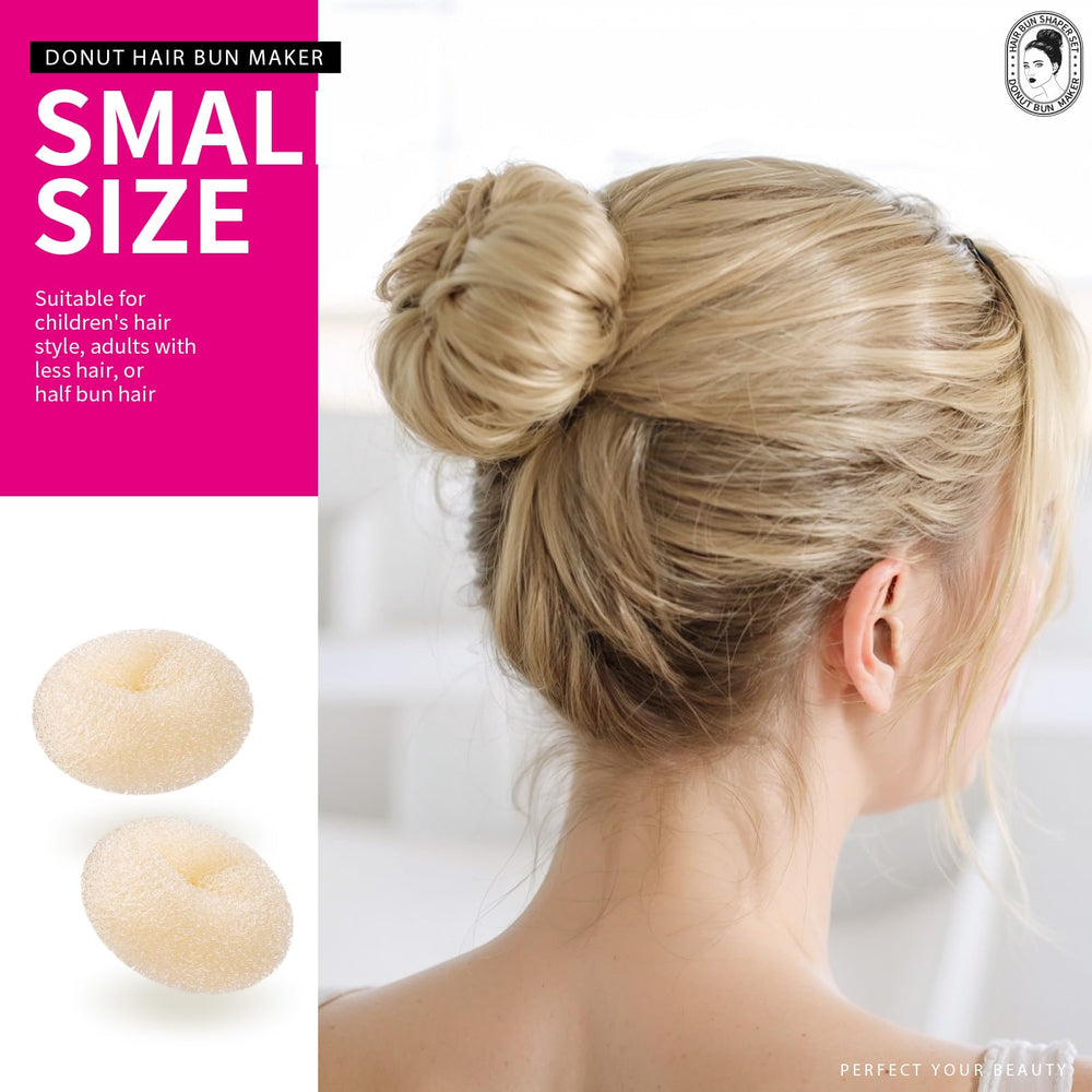 Donut Bun Maker, Hair Bun Donut Maker Ring Style Bun Maker Set - 7 Buns Shaper & 5 Bands & 20 Bobby Pins For Chignon Hair Styles Ballet Dance Beige (2 Small 2 Medium 2 Large 1 Extra-large)