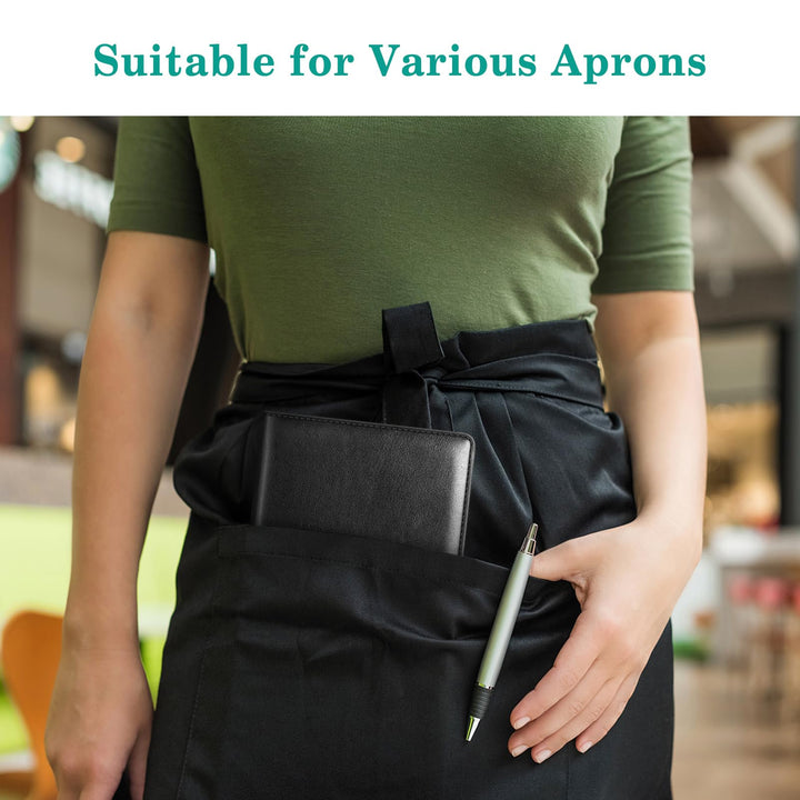 Server Book Organizer with Zipper Pocket, PU Leather Restaurant Guest Check Presenters Card Holder for Waitress, Waiter, Bartender (Black)