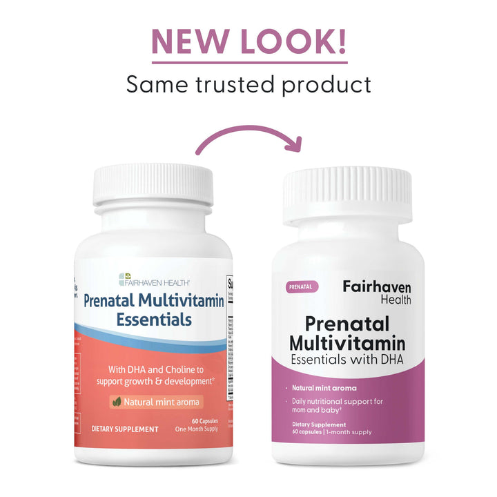 Prenatal Multivitamin Essentials | Prenatal Vitamins + DHA, Choline, Myo-Inositol | Supports Healthy Pregnancy & Fetal Brain Development | Mint Essence to Deter Nausea | 60 Capsules