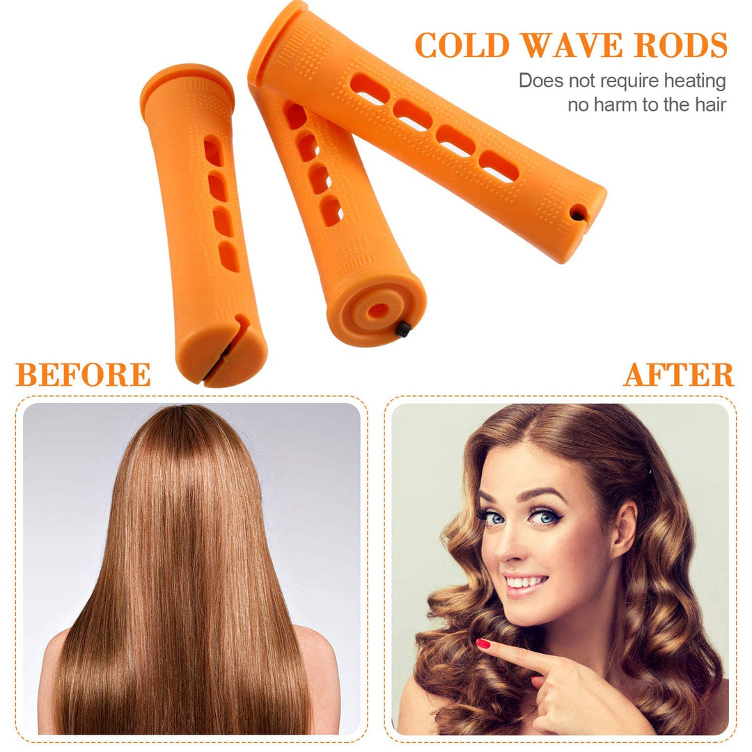 36 Pieces Cold Wave Rod Hair Perm Rods Hair Rollers Perming Rods Curlers with Steel Rat Tail Comb for Hairdressing Styling