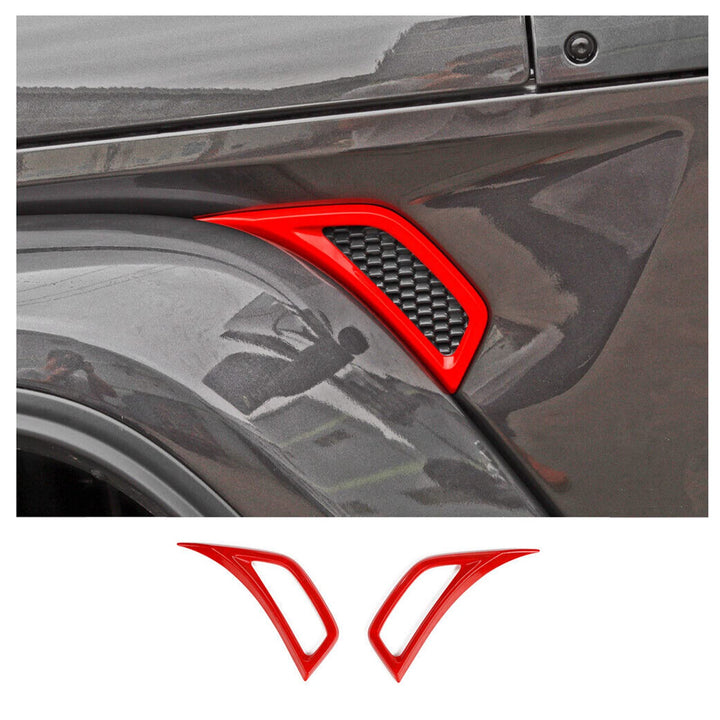 Wheel Eyebrow Side Air Conditioning Vent Decoration Cover Trim for Jeep Wrangler JL JLU Gladiator JT 2018-2024(2pcs,red,ABS)