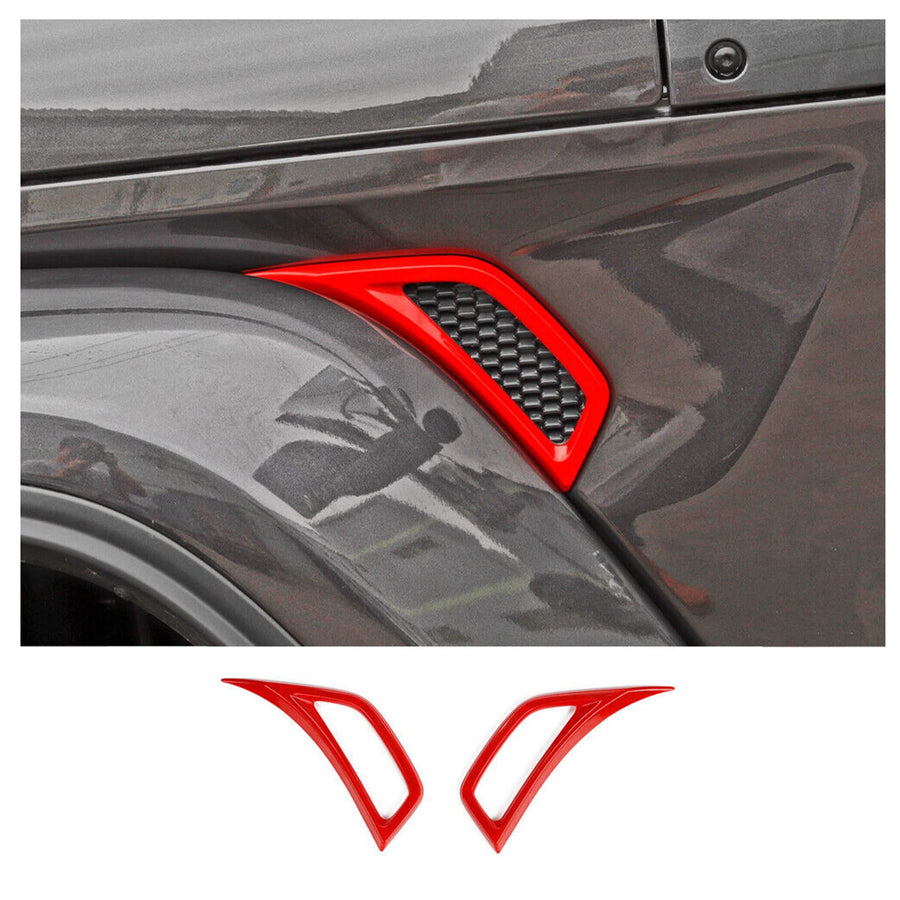 Wheel Eyebrow Side Air Conditioning Vent Decoration Cover Trim for Jeep Wrangler JL JLU Gladiator JT 2018-2024(2pcs,red,ABS)