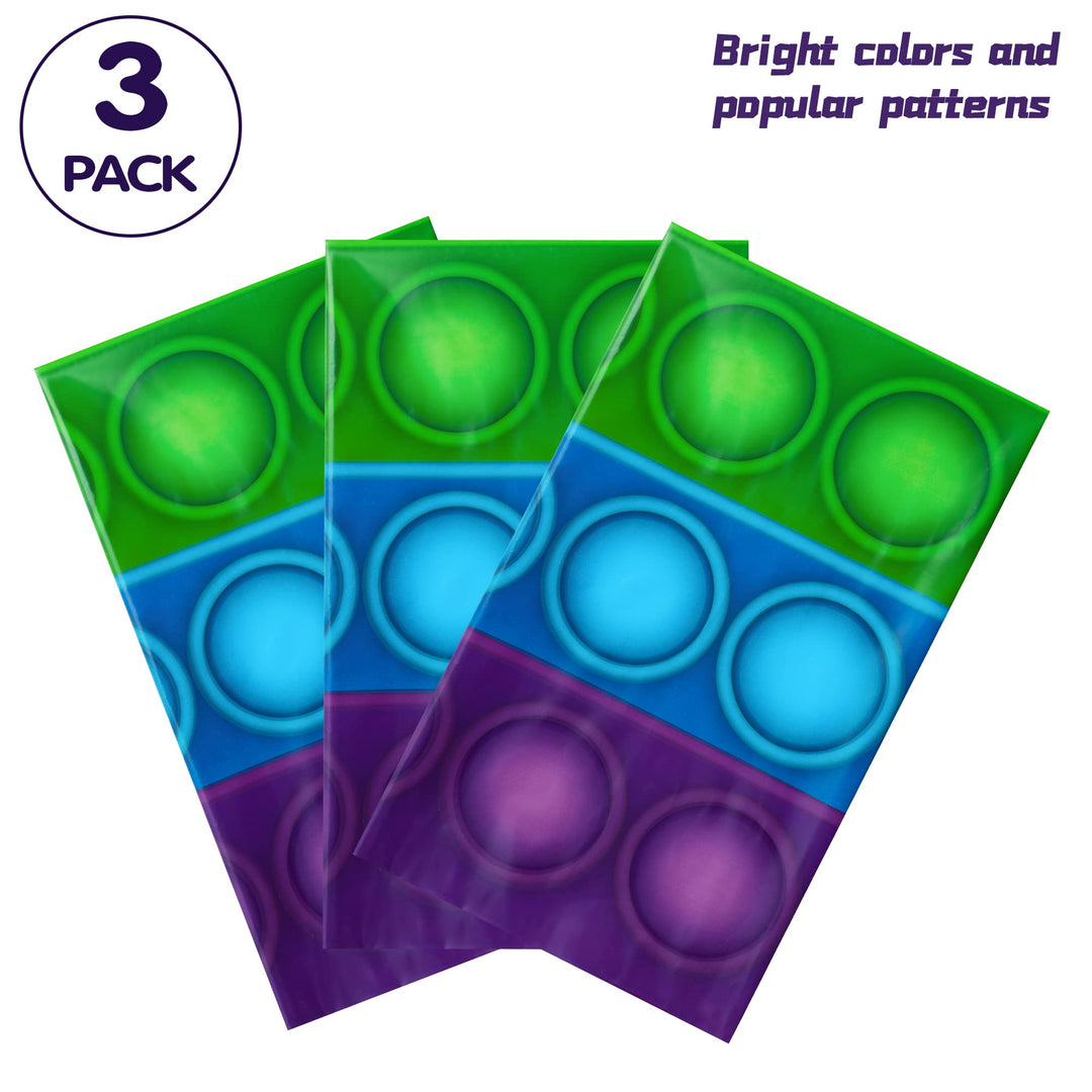3PCS Pop Fidget Toy Party Tablecloth for Kids, Pop Fidget Toy Table Cover for Boys Birthday Party, Disposable Rectangle Tablecloth for Party Decor, Pop Fidget Party Favor, Party Supplies