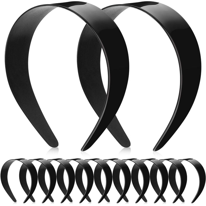 12 Pieces Plastic Headbands Wide Hard Plain Craft Headband Plastic Hairband for DIY Hair Accessories Women(2 Inch,Black)