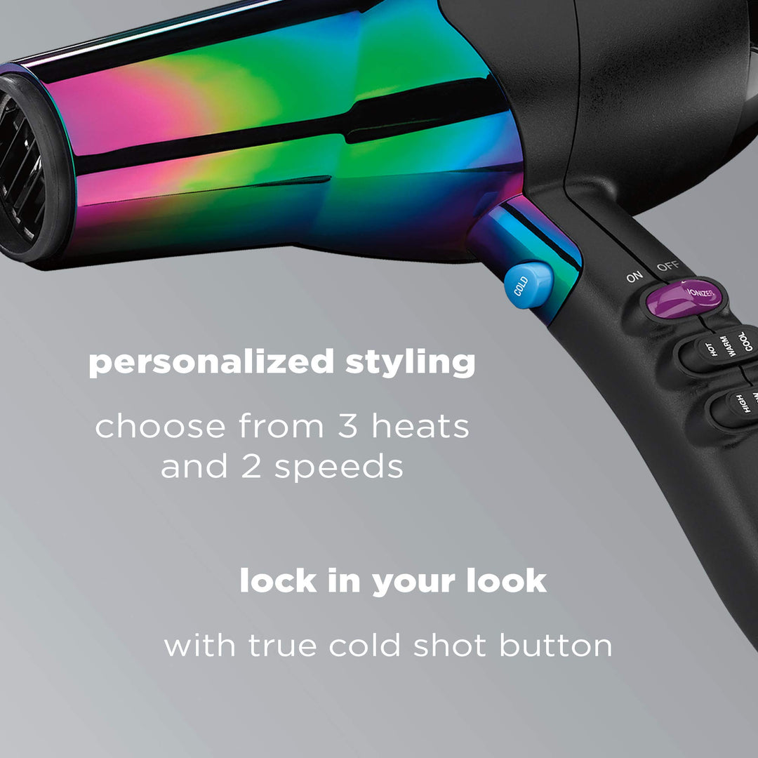 INFINITIPRO BY CONAIR Hair Dryer, 1875W Ion Choice - Turn Ions ON for Smooth, Shiny Hair and OFF for More Fullness and Volume