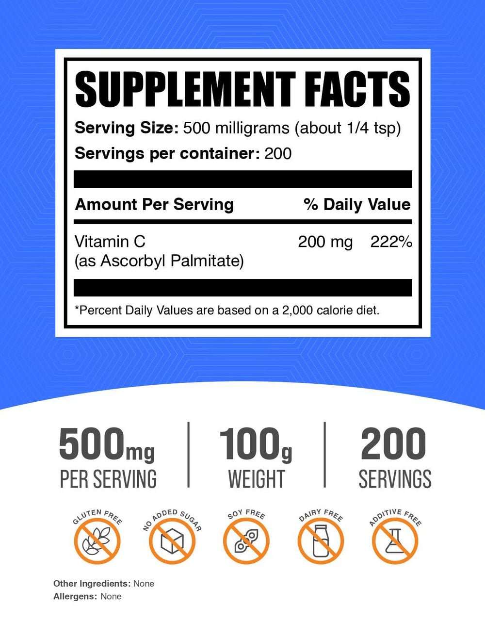 .com Ascorbyl Palmitate Powder - Vitamin C Ester, Ascorbyl Palmitate 500mg - Vitamin C Supplement, Gluten Free, 500mg per Serving, 100g (3.5 oz) (Pack of 1)