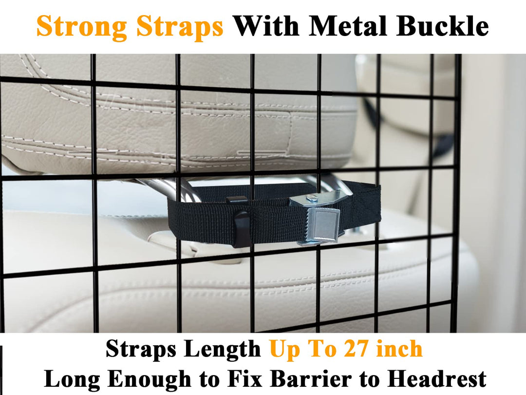 38-66.5 Inches Dog Car Barrier for SUVs, Van, Vehicles, Adjustable Large Pet Barriers, Universal Fit Heavy-Duty Wire Mesh Dog Guard, Pet Divider Gate for Truck Cargo Area, Safety Car Divider