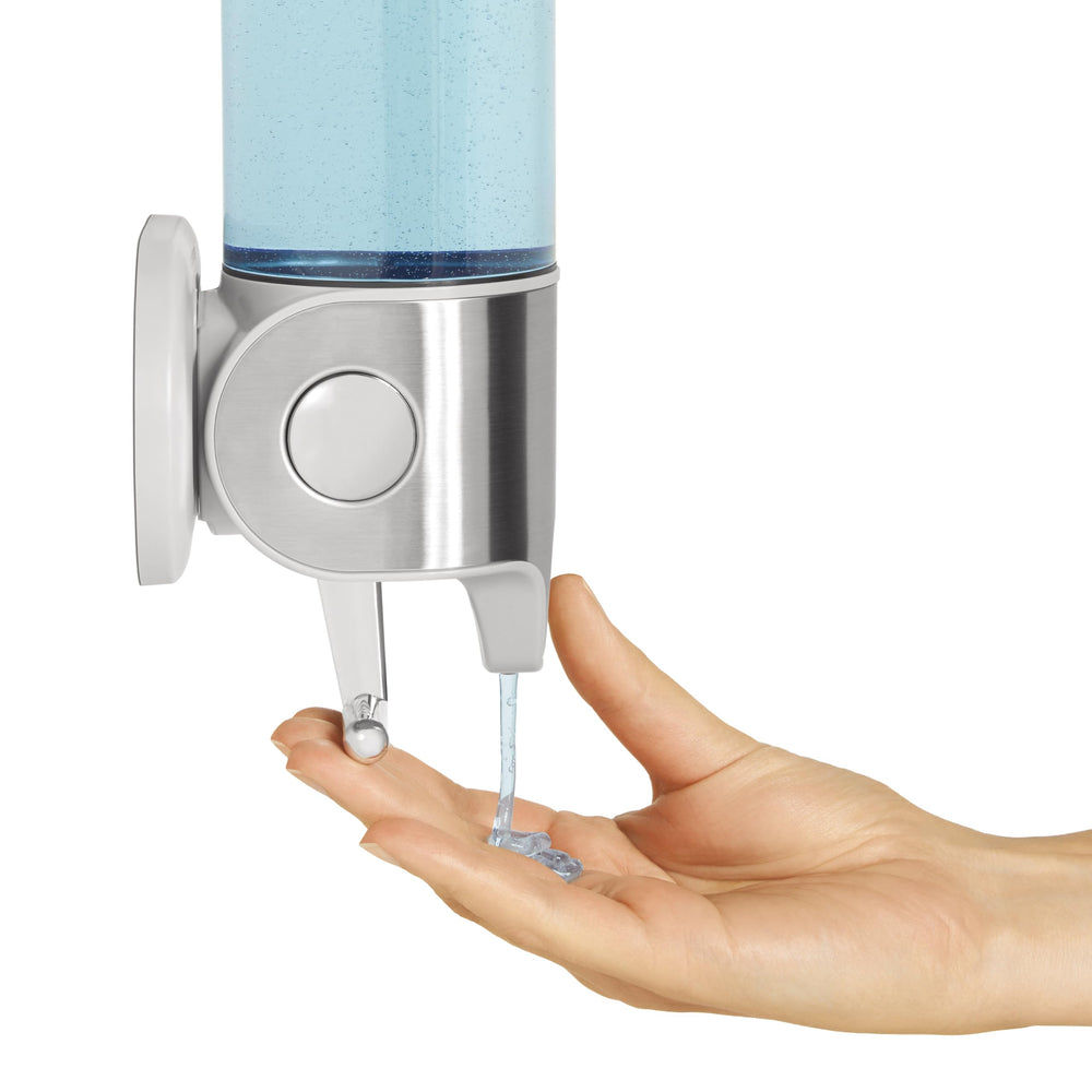 Single Wall Mount Shower Pump, 15 fl. oz. Shampoo and Soap Dispenser, Stainless Steel
