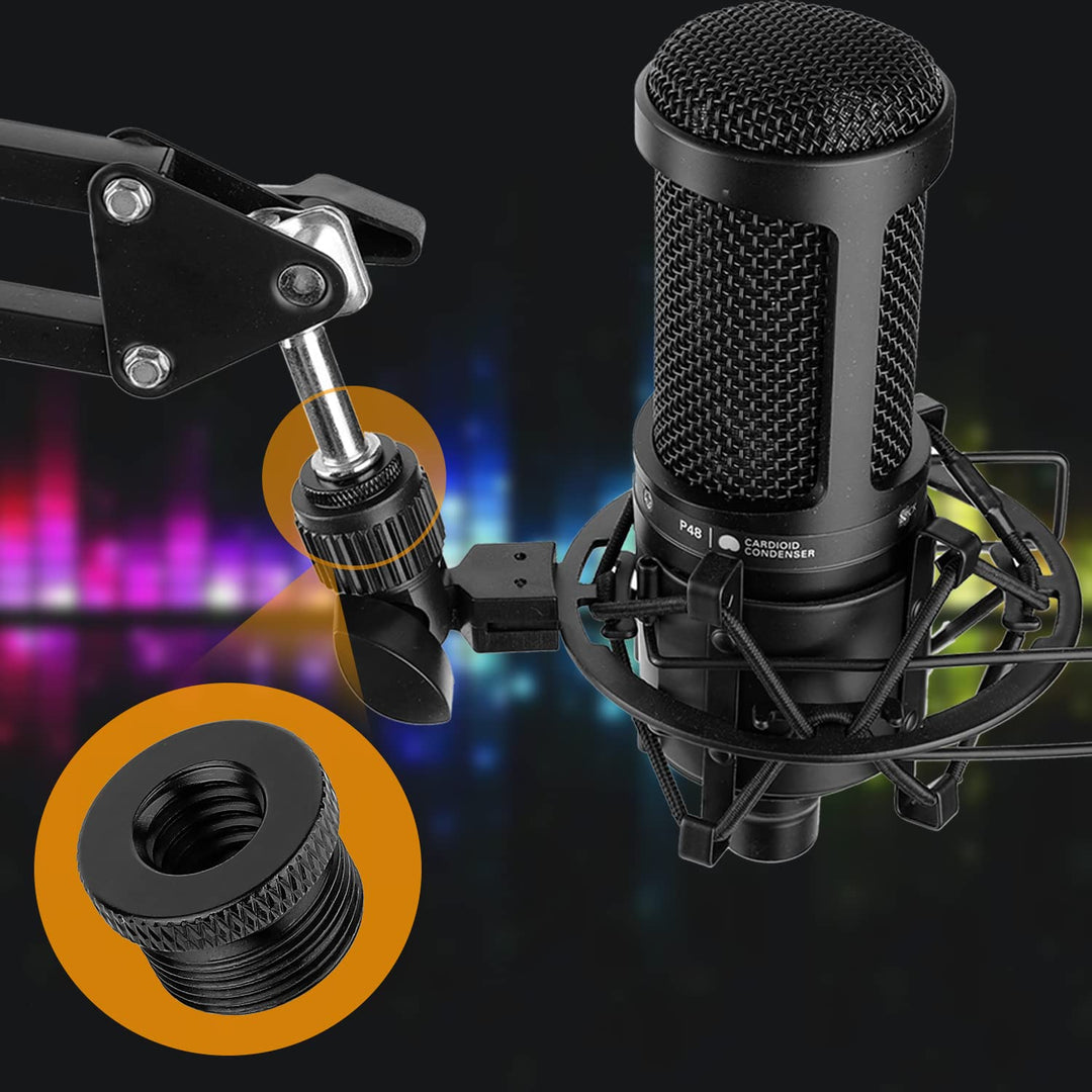 Mic Stand Adapter 5/8 Female to 3/8 Male and 3/8 Female to 5/8 Male Screw Adapter Thread for Microphone Stand Mount to Camera Tripod Adapter 2 Pack