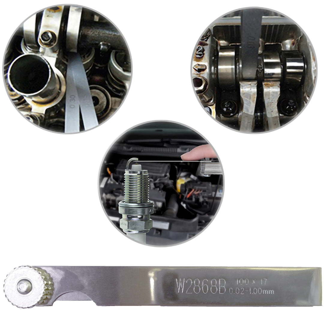 Stainless Steel Feeler Gauge Metric Measuring Tool (0.02-1.00mm, 17 Blades), for Measuring Gap Thickness